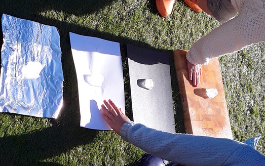Ice melting on different surfaces.